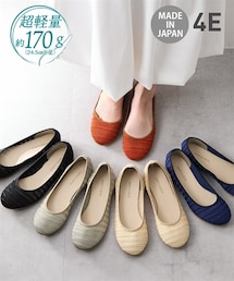 nissen | 【ゆったり幅広】日本製パナマメッシュ風バレエシューズ（ワイズ４Ｅ）(バレエシューズ)