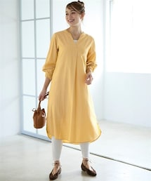 nissen | ＜大きいサイズ＞スキッパーシャツワンピース(ワンピース)