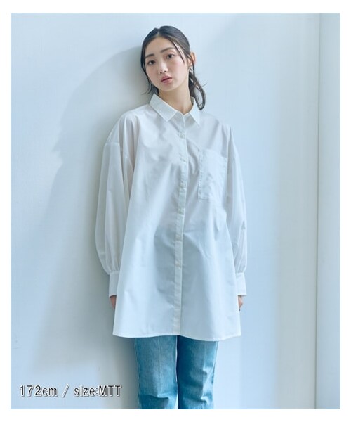 nissen（ニッセン）の「【Essenave】ワイドシャツ（シャツ/ブラウス・レディース・オフホワイト/ブルー系ストライプ・MTT/LTT/LLTT/3LTT）」の9枚目の写真