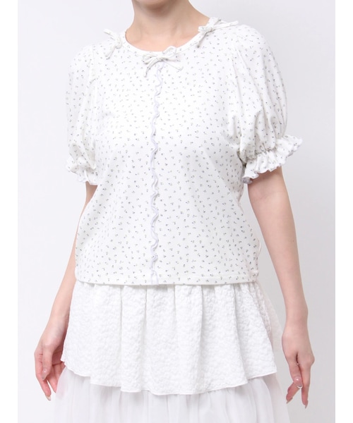 merry jenny（メリージェニー）の「petit flowerキャンディーパフ（Tシャツ/カットソー・レディース・ピンク/ブルー・F）」の4枚目の写真