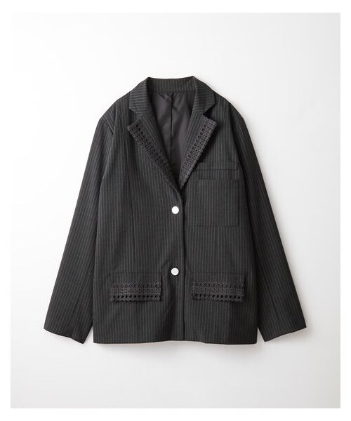 nissen（ニッセン）の「レースドッキングジャケット（ジャケット/アウター・レディース・グレー/チャコールグレー・1(M~L)/2(L~LL)）」の4枚目の写真