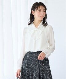 nissen | 大きいサイズ ボウタイブラウス（吸汗速乾裏地付）(シャツ/ブラウス)