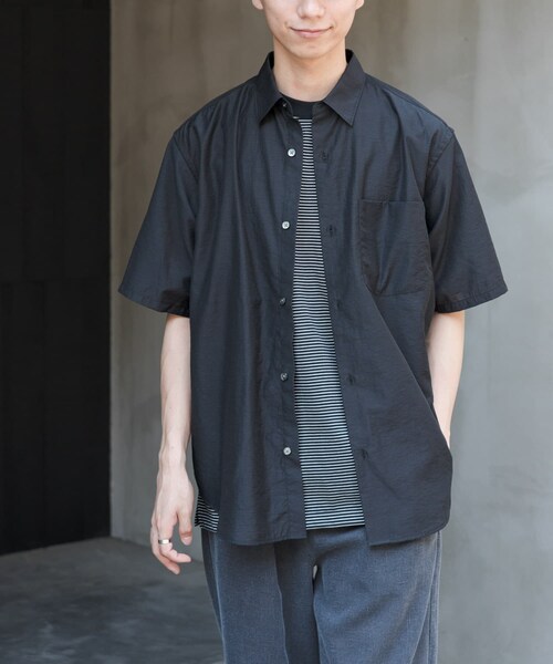 URBAN RESEARCH DOORS(アーバンリサーチドアーズ)の「FORK&SPOON Nylon Wool シャツ(シャツ/ブラウス・メンズ・BLACK/TAUPE・4/5)」の4枚目の写真