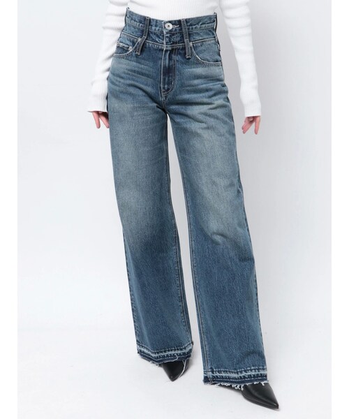 GYDA（ジェイダ）の「ハイウエストDOUBLEベルトワイドデニムパンツ（デニムパンツ・レディース・ブルー/アイスブルー・S/M）」の3枚目の写真