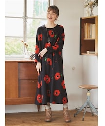 nissen | 大きいサイズ　【BARNDOORコラボ】裏起毛カットソーロングワンピース（OtonaSMILE）(ワンピース)