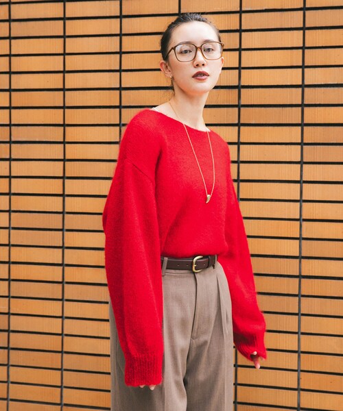 URBAN RESEARCH（アーバンリサーチ）の「ヘアリールーズニット（ニット/セーター・レディース・L.PINK/RED/L.BLUE/TOP GRAY/OFF WHITE・Free）」の4枚目の写真