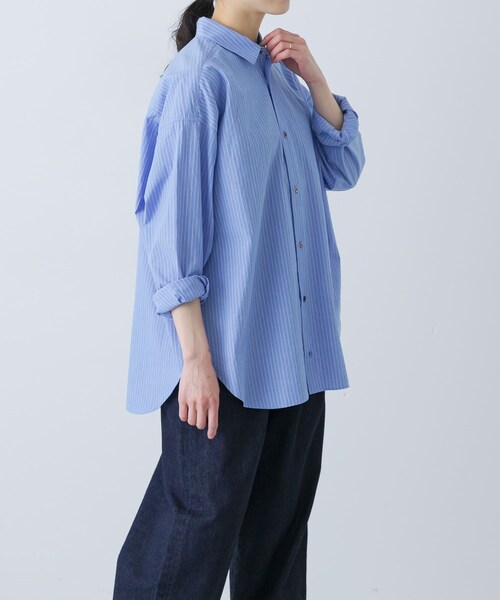 かぐれ（カグレ）の「ハイツイストコットンレギュラーシャツ（シャツ/ブラウス・レディース・BLUE/NAVY・Free）」の7枚目の写真