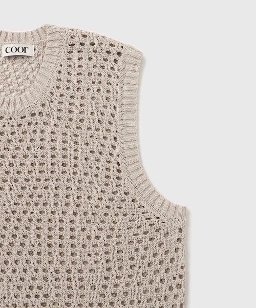 ADAM ET ROPE'(アダムエロペ)の「【COOR/クアー】ORGANIC CROCHET KNIT VEST(ベスト・メンズ・キナリ・L/M)」の5枚目の写真
