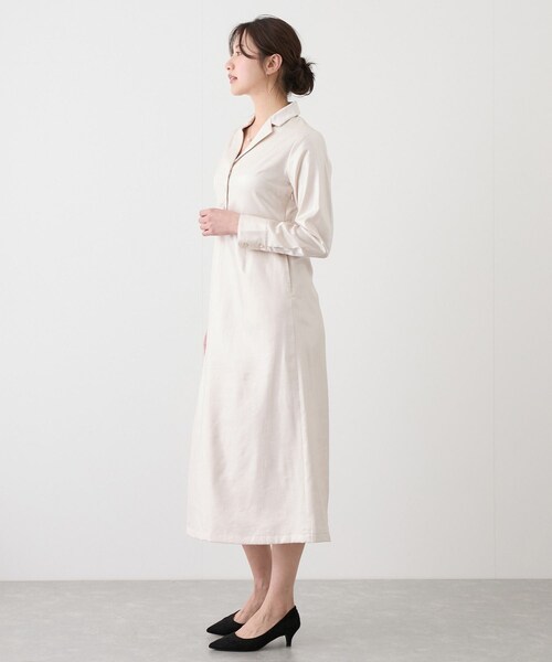 Jayro（ジャイロ）の「開衿Iラインワンピース（ワンピース・レディース・チャコール/キナリ/ベージュ・M）」の15枚目の写真