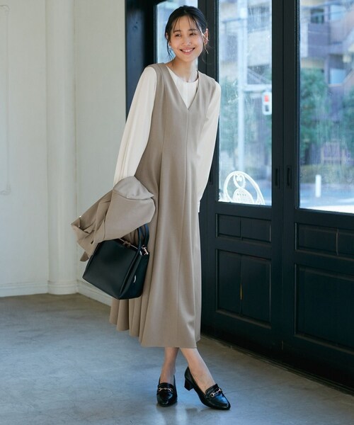 ROPE' PICNIC（ロペピクニック）の「【花粉ガード】クリアツイルジャンパースカート/セレモニー・通勤対応・セットアップ対応（ジャンパースカート・レディース・ライトグレー/キャメル系/ネイビー・36/38）」の18枚目の写真