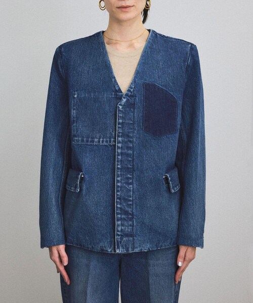 ADAM ET ROPE'（アダムエロペ）の「【TANAKA（タナカ）】NO COLLOR JEAN JACKET/デニムジャケット（デニムジャケット・レディース・ブルー系・S）」の13枚目の写真