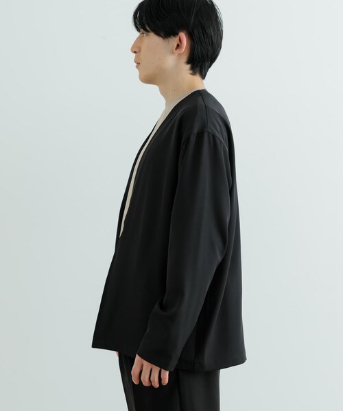 ITEMS URBANRESEARCH（アイテムズ アーバンリサーチ）の「シアーストレッチ ラップカーディガン（カーディガン/ボレロ・メンズ・BEG/BLK・M/L）」の8枚目の写真