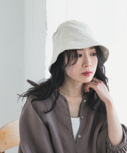 URBAN RESEARCH DOORS（アーバンリサーチドアーズ）の「コットンリネンパネルハット（ハット・レディース・NATURAL/CHARCOAL・One）」の2枚目の写真