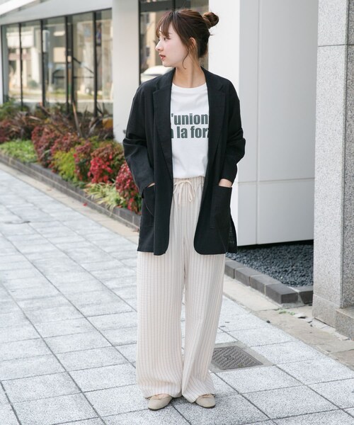 ITEMS URBANRESEARCH（アイテムズ アーバンリサーチ）の「リネンレーヨンジャケット（テーラードジャケット・レディース・BLK/L.BEG/C.BRN・FREE）」の6枚目の写真