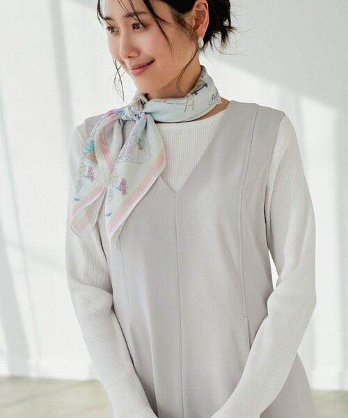 ROPE' PICNIC（ロペピクニック）の「【花粉ガード】クリアツイルジャンパースカート/セレモニー・通勤対応・セットアップ対応（ジャンパースカート・レディース・ライトグレー/キャメル系/ネイビー・36/38）」の10枚目の写真