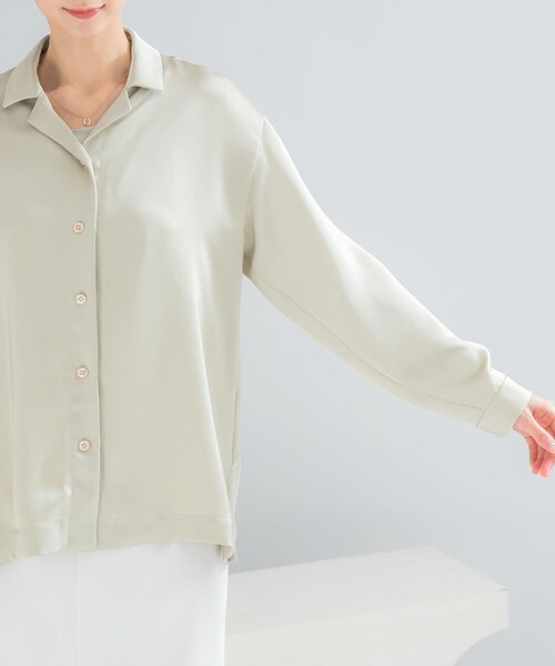 URBAN RESEARCH ROSSO（アーバンリサーチロッソ）の「オープンカラーヴィンテージシルキーサテンブラウス（シャツ/ブラウス・レディース・OFF/Y/BEIGE・Free）」の19枚目の写真
