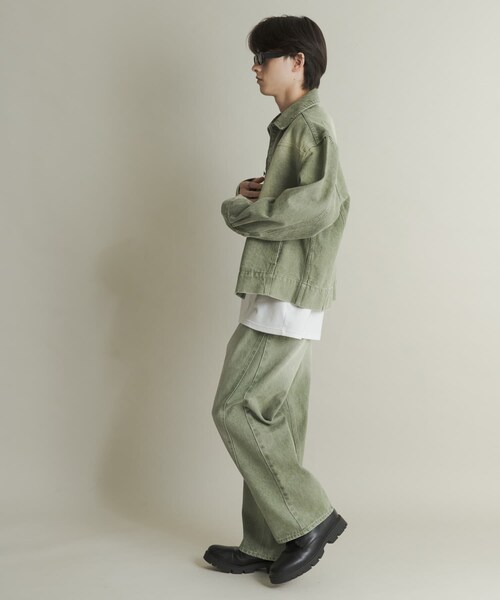 SENSE OF PLACE by URBAN RESEARCH（センスオブプレイスバイアーバンリサーチ）の「ツイストデニムワイドパンツ（デニムパンツ・メンズ・GREEN/L.INDIGO・M/L）」の13枚目の写真