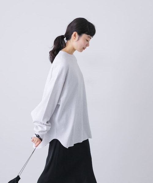 かぐれ（カグレ）の「サーマルクルーネックプルオーバー（Tシャツ/カットソー・レディース・LIGHT GRAY/BLACK・Free）」の2枚目の写真