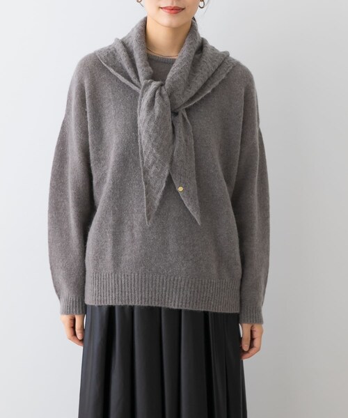 URBAN RESEARCH ROSSO（アーバンリサーチロッソ）の「F by ROSSO　ヘアリーニットプルオーバー+ニットスカーフ（ニット/セーター・レディース・OFF WHITE/BEIGE/GRAY・FREE）」の21枚目の写真