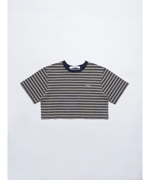 EMODA（エモダ）の「【VEQUM】HIGH GAUGE BORDER SHORT T SHIRT（その他・レディース・アイボリー/グリーン/ネイビー・F）」の3枚目の写真