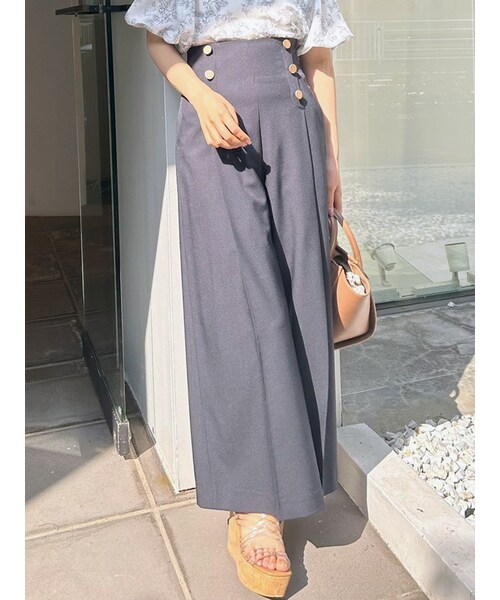 MERCURYDUO（マーキュリーデュオ）の「ドライタッチツイルボタン付ワイドパンツ（その他パンツ・レディース・アイボリー/ネイビー・S/M）」の3枚目の写真