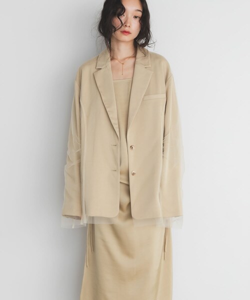 KBF（ケイビーエフ）の「サテンチュールジャケット（テーラードジャケット・レディース・BEIGE/BROWN・One）」の17枚目の写真