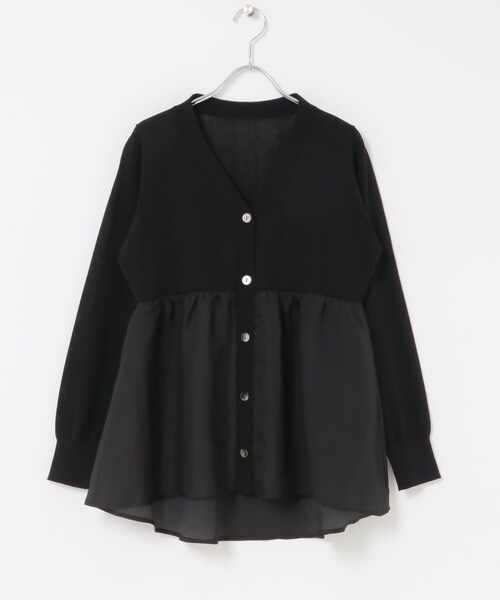 URBAN RESEARCH ROSSO（アーバンリサーチロッソ）の「『WEB限定』ドッキングペプラムカーディガン（ニット/セーター・レディース・SAX/BLACK/MUSCAT/WHITE・Free）」の20枚目の写真