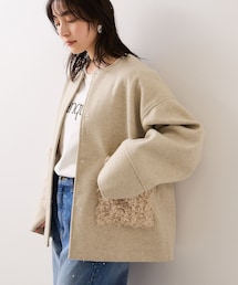 VIS | 【WEB限定】ボアポケットノーカラーコート(その他アウター)