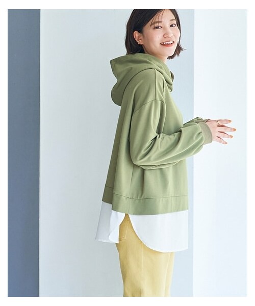 nissen（ニッセン）の「大きいサイズレイヤードビッグシルエットスウェットパーカー（パーカー・レディース・ミルクティー/ラテブラウン/杢グレー/黒/スモークピンク/スモークカーキ・L~LL相当/3L~4L相当/5L~6L相当/8L相当/10L相当）」の21枚目の写真