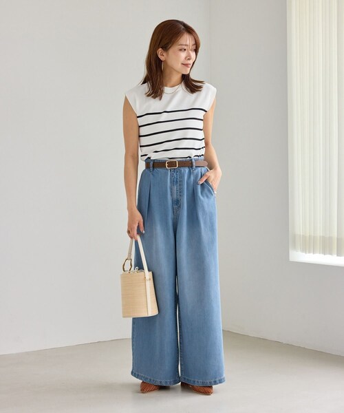 ROPE' PICNIC(ロペピクニック)の「さらっとライトオンスワイドデニムパンツ(デニムパンツ・レディース・ネイビー/サックス・M/S)」の12枚目の写真