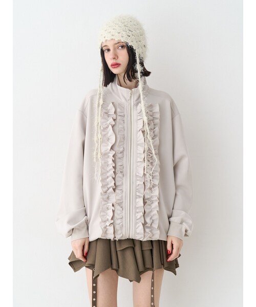 jouetie（ジュエティ）の「フリルトラックジャケット【セットアップ対応】（その他トップス・レディース・アイボリー/ブラック/ブルー・M）」の2枚目の写真