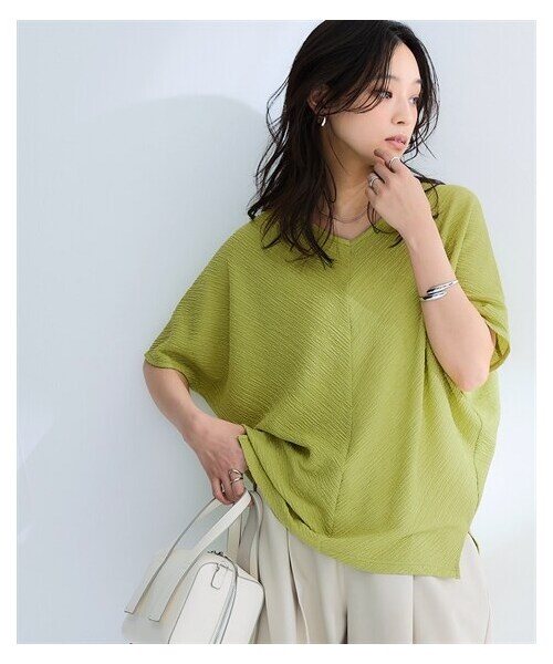 nissen（ニッセン）の「シャイニークレーププルオーバー＜大きいサイズ有＞（Tシャツ/カットソー・レディース・ライム/ネイビー/コービーブラウン・S~M相当/L~LL相当/3L~4L相当）」の8枚目の写真