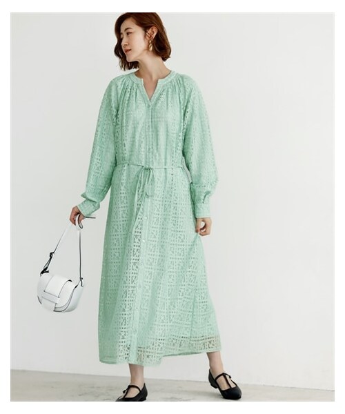 nissen（ニッセン）の「総レースワンピース【OtonaSMILE】（ワンピース・レディース・オフホワイト/ネイビー/ミントグリーン・M/L/LL/3L/4L/5L）」の12枚目の写真
