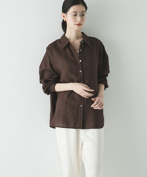 URBAN RESEARCH(アーバンリサーチ)の「リネン2WAYシャツ(シャツ/ブラウス・レディース・PINKSTRIPE/BROWN/BEIGE/BLUESTRIPE/WHITE/BEG STRIPE・Free)」の19枚目の写真