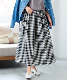 nissen | さらり涼しげ先染ギャザーロングスカート（ポケット付）＜大きいサイズ有＞(スカート)