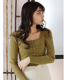 MURUA | チャイナボタンリブニットトップス(ニット/セーター)