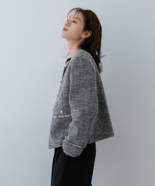 URBAN RESEARCH（アーバンリサーチ）の「ツイードノーカラージャケット（ノーカラージャケット・レディース・OFF MIX/BLACK MIX・FREE）」の19枚目の写真