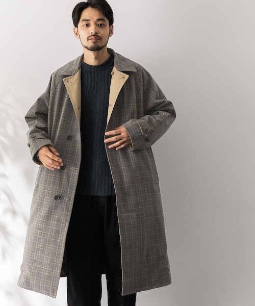 URBAN RESEARCH Sonny Label（アーバンリサーチサニーレーベル）の「チェックリバーシブルオーバーコート（ステンカラーコート・メンズ・ベージュ/ネイビー・M/L）」の3枚目の写真