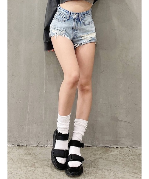 GYDA（ジェイダ）の「J/Wダメージデニムショートパンツ（デニム