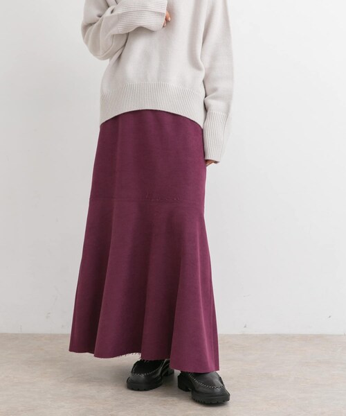 KBF（ケイビーエフ）の「カットオフ切替ロングスカート（スカート・レディース・CASSIS/L.BEIGE/BLACK・one）」の4枚目の写真