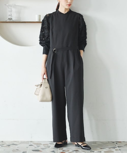 URBAN RESEARCH(アーバンリサーチ)の「『2サイズ展開』ベルト付きオールインワン(つなぎ/オールインワン・レディース・NAVY/BLACK・36/38)」の1枚目の写真