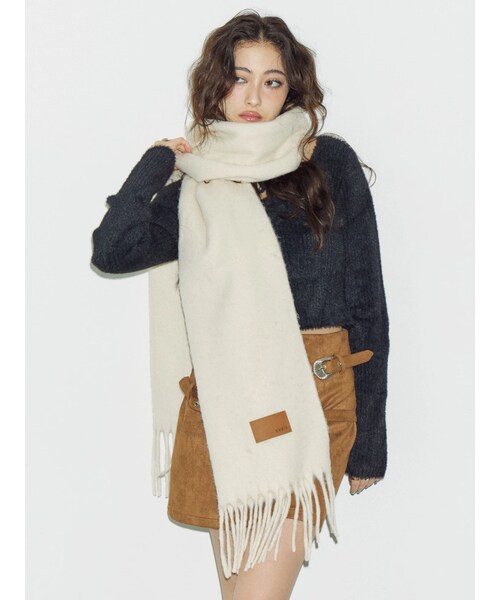 EVRIS（エヴリス）の「シャギーソフトマフラー（マフラー・レディース・ホワイト/ブラック/マスタード/ブルー・F）」の10枚目の写真