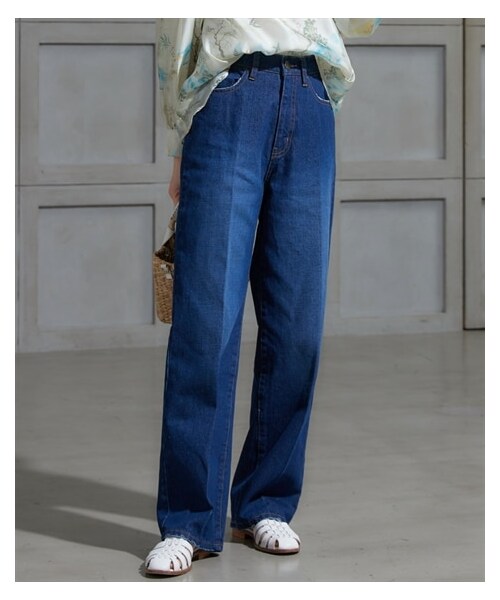 nissen（ニッセン）の「大きいサイズ　シルエットが綺麗なストレートデニムパンツ　miclat（デニムパンツ・レディース・ウォッシュドブルー/インディゴ・73/76/80/84/88/92/96/98/106/114/122）」の13枚目の写真