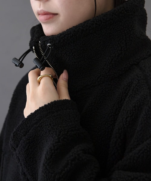 URBAN RESEARCH DOORS（アーバンリサーチドアーズ）の「FORK&SPOON　スタンドカラーボアブルゾン（ブルゾン・レディース・BLACK/BEIGE・1）」の9枚目の写真