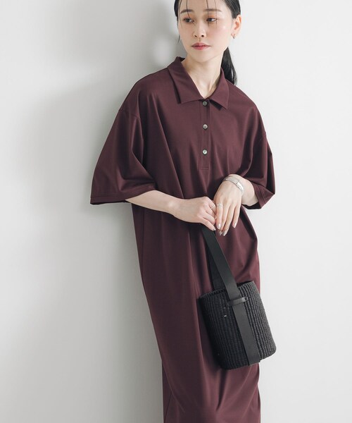 URBAN RESEARCH（アーバンリサーチ）の「レーヨンナイロンシャツカラーワンピース（ワンピース・レディース・BORDEAUX/NAVY・FREE）」の19枚目の写真