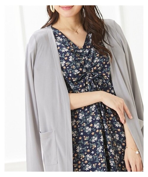 nissen（ニッセン）の「カットソーレギュラー丈カーディガン＜大きいサイズ有＞（カーディガン/ボレロ・レディース・モカブラウン/スモーキーパープル/ボルドー/グレー/黒/オフホワイト/カーキ/ネイビー/フェードブルー・3L/L/LL/4L/5L/6L/8L/10L/S/M）」の3枚目の写真