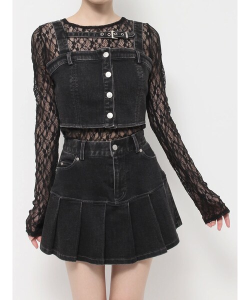 EATME（イートミー）の「ベルトデニムビスチェ（セットアップ可能）（キャミソール・レディース・ブラック/ピンク/ブルー・F）」の4枚目の写真