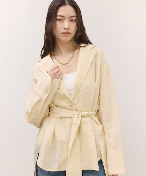 ADAM ET ROPE'（アダムエロペ）の「【一部WEB限定カラー】シャツジャケット（テーラードジャケット・レディース・ブラック/オフホワイト/ダークブラウン・36/38）」の7枚目の写真