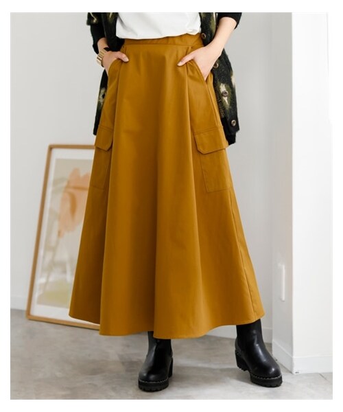 nissen（ニッセン）の「大きいサイズ ポケットデザインロングスカート（ゆったりヒップ）（スカート・レディース・キャラメル/黒/カーキ/アイボリー・L/LL/3L/4L/5L/6L/8L/10L）」の11枚目の写真