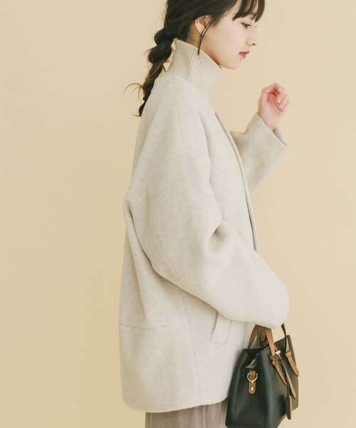 ITEMS URBANRESEARCH(アイテムズ アーバンリサーチ)の「ノーカラーコクーンジャケット(ノーカラージャケット・レディース・GRY/IVO・Free)」の8枚目の写真